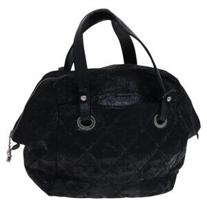CHANEL Paris Biarritz PM Hand Bag Coated Canvas Black CC Auth